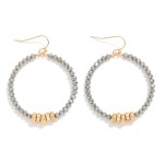 Wholesale faceted Beaded Hoop Drop Earring Gold Rhinestone Studded Discs Gold Di