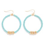 Wholesale faceted Beaded Hoop Drop Earring Gold Rhinestone Studded Discs Gold Di