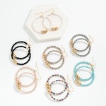 Wholesale faceted Beaded Hoop Drop Earring Gold Rhinestone Studded Discs Gold Di