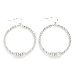 Wholesale metal Beaded Hoop Drop Earrings Rhinestone Dish Details L