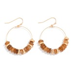 Wholesale stone Disk Beaded Hoop Drop Earrings L