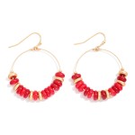 Wholesale stone Disk Beaded Hoop Drop Earrings L