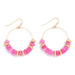 Wholesale stone Disk Beaded Hoop Drop Earrings L