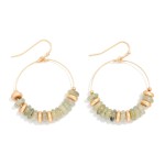 Wholesale stone Disk Beaded Hoop Drop Earrings L