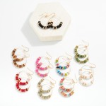 Wholesale stone Disk Beaded Hoop Drop Earrings L