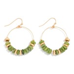Wholesale stone Disk Beaded Hoop Drop Earrings L