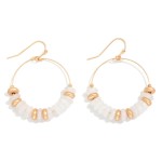 Wholesale stone Disk Beaded Hoop Drop Earrings L