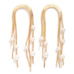 Wholesale layered Snake Chain Arch Post Drop Earrings Pearl Details L