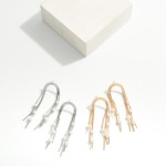 Wholesale layered Snake Chain Arch Post Drop Earrings Pearl Details L