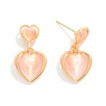 Wholesale linked Acetate Heart Post Drop Earrings Metal Border L