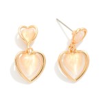 Wholesale linked Acetate Heart Post Drop Earrings Metal Border L