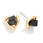 Wholesale metal Triangle Stud Earrings Glass Crystal Square Detail L