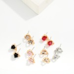 Wholesale metal Triangle Stud Earrings Glass Crystal Square Detail L