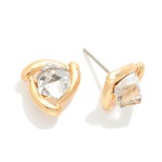 Wholesale metal Triangle Stud Earrings Glass Crystal Square Detail L