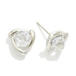 Wholesale metal Triangle Stud Earrings Glass Crystal Square Detail L