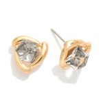 Wholesale metal Triangle Stud Earrings Glass Crystal Square Detail L