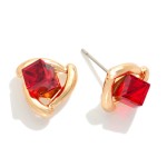 Wholesale metal Triangle Stud Earrings Glass Crystal Square Detail L
