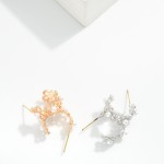 Wholesale metal Flowers Hoop Earrings Pearl Details D