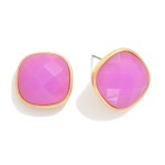 Wholesale squared Glass Crystal Stud Earring D