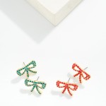 Wholesale metal Rhinestone Studded Bow Earring L