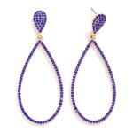 Wholesale rhinestone Studded Metal Teardrop Hoop Earrings L