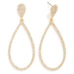 Rhinestone Studded Metal Tone Teardrop Hoop Earrings

- Approximately 2.5" L

