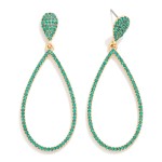 Wholesale rhinestone Studded Metal Teardrop Hoop Earrings L