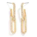 Wholesale metal Rhinestone Studded Paperclip Drop Earring