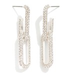 Wholesale metal Rhinestone Studded Paperclip Drop Earring