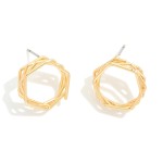 Layered Hollow Metal Hexagon Stud Earrings

- Approximately .5" L

