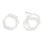 Layered Hollow Metal Hexagon Stud Earrings

- Approximately .5" L

