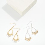 Wholesale metal Textured Wire Teardrop Hoop Earring Metal Ball Bead Dangle Detai