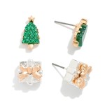 Wholesale set Two Stud Earrings Christmas Trees Presents L
