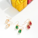 Wholesale faceted Bead Christmas Present Drop Earrings L