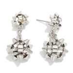 Wholesale linked Metal Christmas Bows Post Drop Earrings L