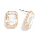 Wholesale rectangular Glass Crystal Stud Earring L