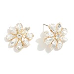 Wholesale rhinestone Flower Post Drop Earrings L
