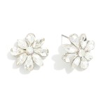 Wholesale rhinestone Flower Post Drop Earrings L