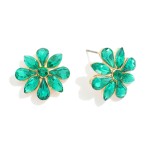 Wholesale rhinestone Flower Post Drop Earrings L