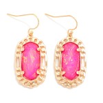 Wholesale pearlescent Stone Drop Earrings Metal Border L