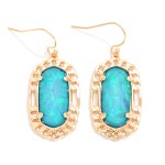 Wholesale pearlescent Stone Drop Earrings Metal Border L