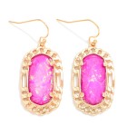 Wholesale pearlescent Stone Drop Earrings Metal Border L
