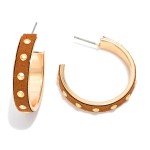 Wholesale metal Leather Hoop Drop Earrings Gold Tones D