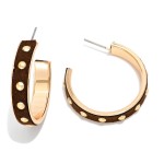 Wholesale metal Leather Hoop Drop Earrings Gold Tones D