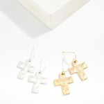 Wholesale hammered Metal Cross Drop Earrings L