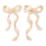 Wholesale textured Metal Long Bow Earrings L