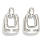 Wholesale metal Door Knocker Rectangular Hoop Drop Earring L silve r