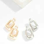 Wholesale metal Door Knocker Rectangular Hoop Drop Earring L silve r