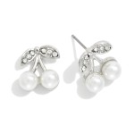 Wholesale pearl Rhinestone Cherry Stud Earrings L