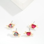 Wholesale glitter Acetate Metal Fish Stud Earrings L